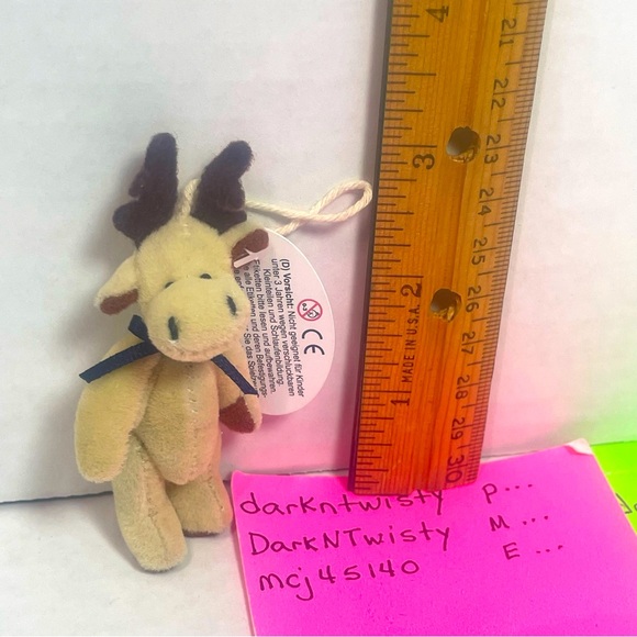 Vintage NWT  Boyd’s Bears T F Wuzzie Jointed Moose with Blue Ribbon 3” - Picture 11 of 12